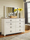 Willowton Queen Panel Bed with Mirrored Dresser and Chest