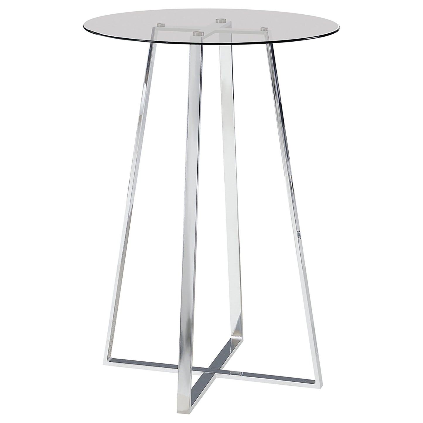 Zanella Round 30-inch Glass Top Bistro Bar Table Chrome