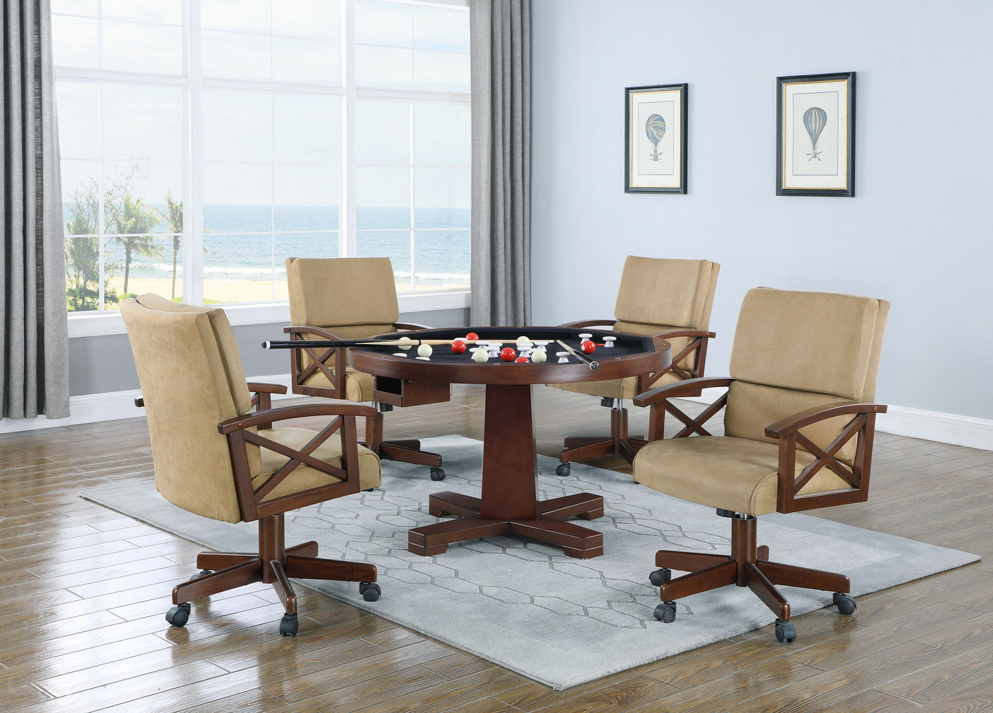 Marietta 5-piece 3-in-1 Dining and Game Table Set Tobacco