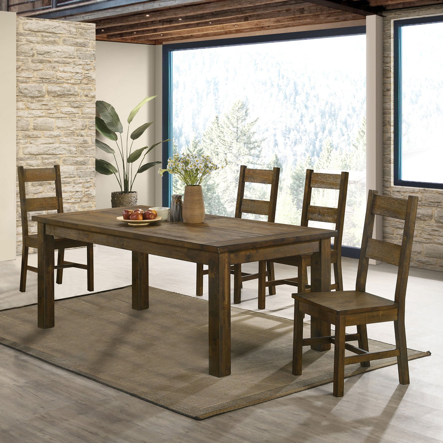 Coleman 5-piece Rectangular Dining Set Rustic Golden Brown