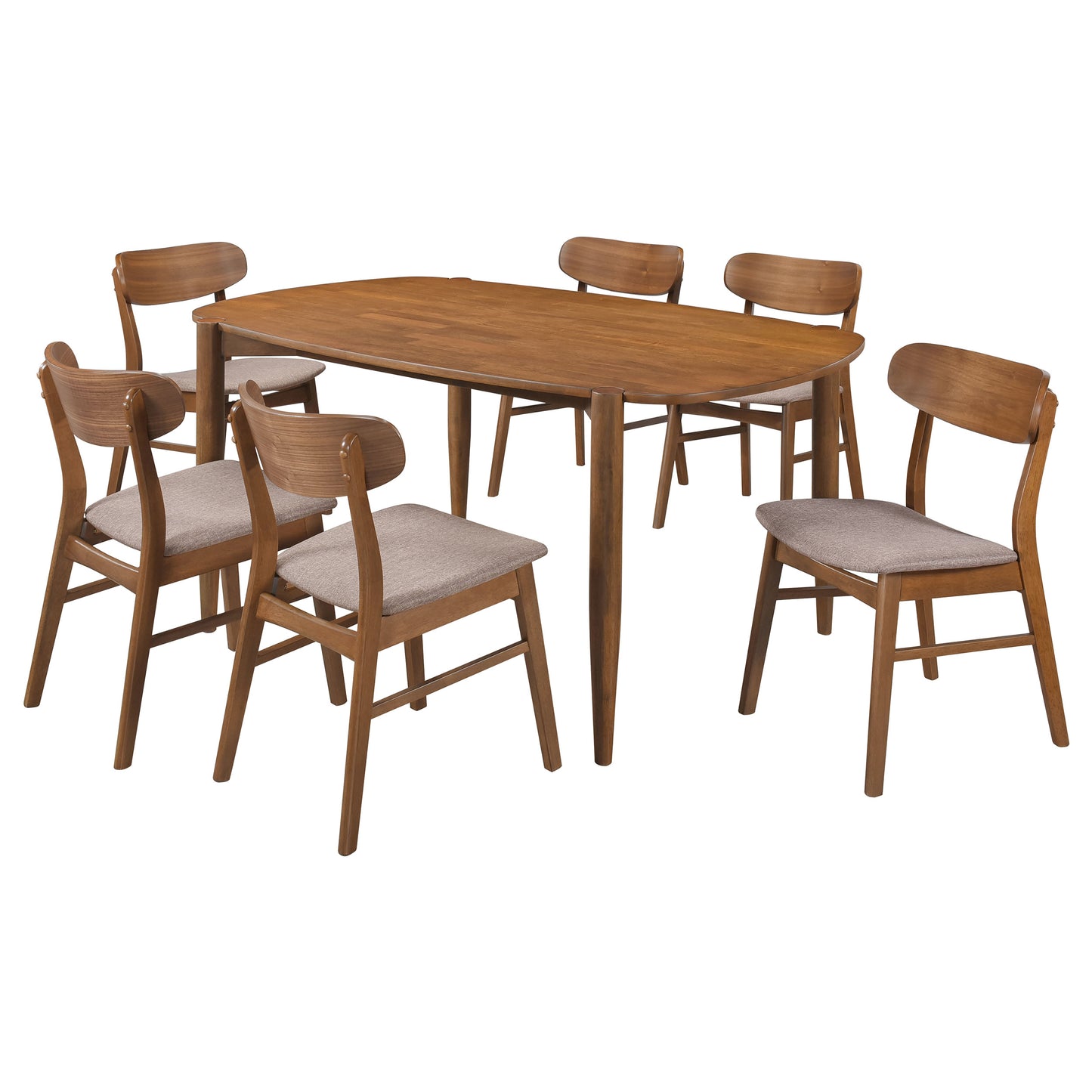 Dortch 7-piece Oval Solid Wood Dining Set Walnut