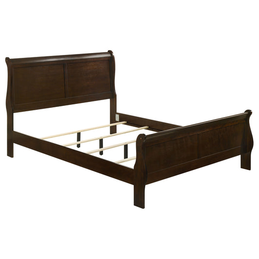 Louis Philippe Wood Queen Sleigh Bed Cappuccino