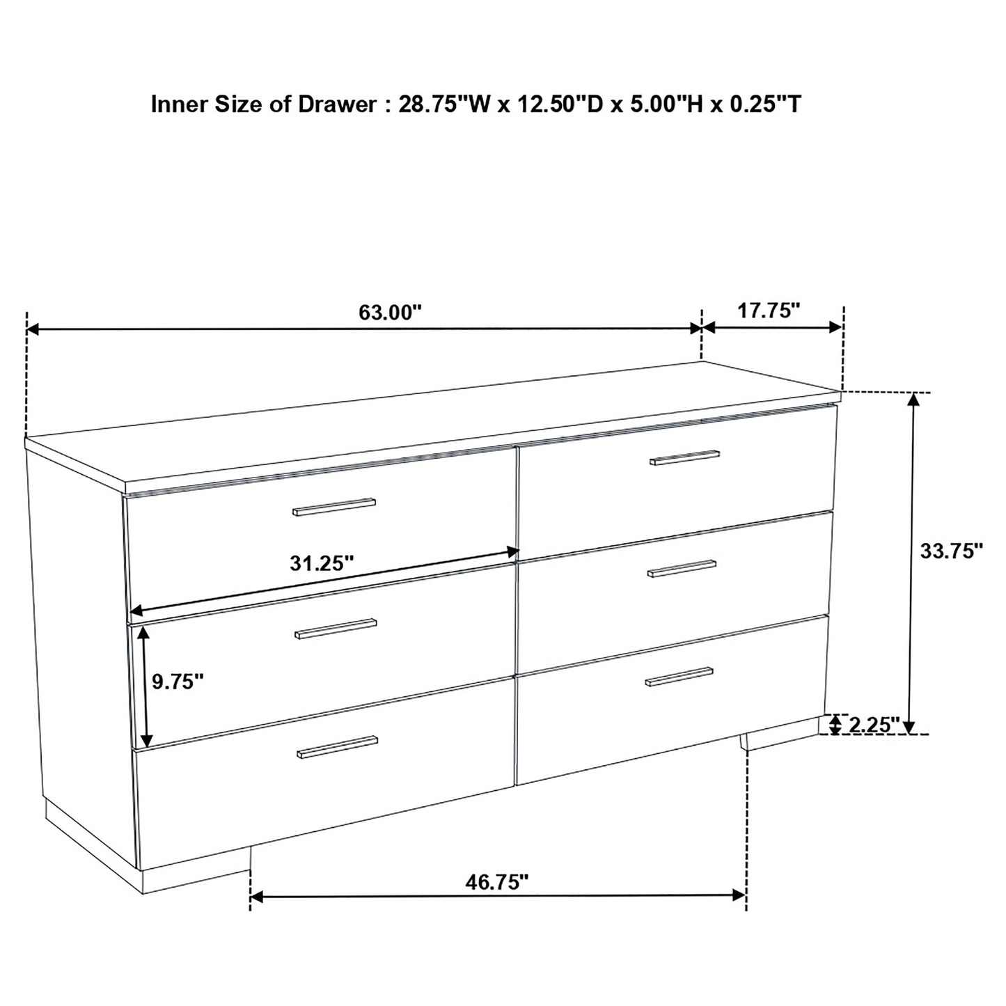 Felicity 5-piece Twin Bedroom Set White High Gloss