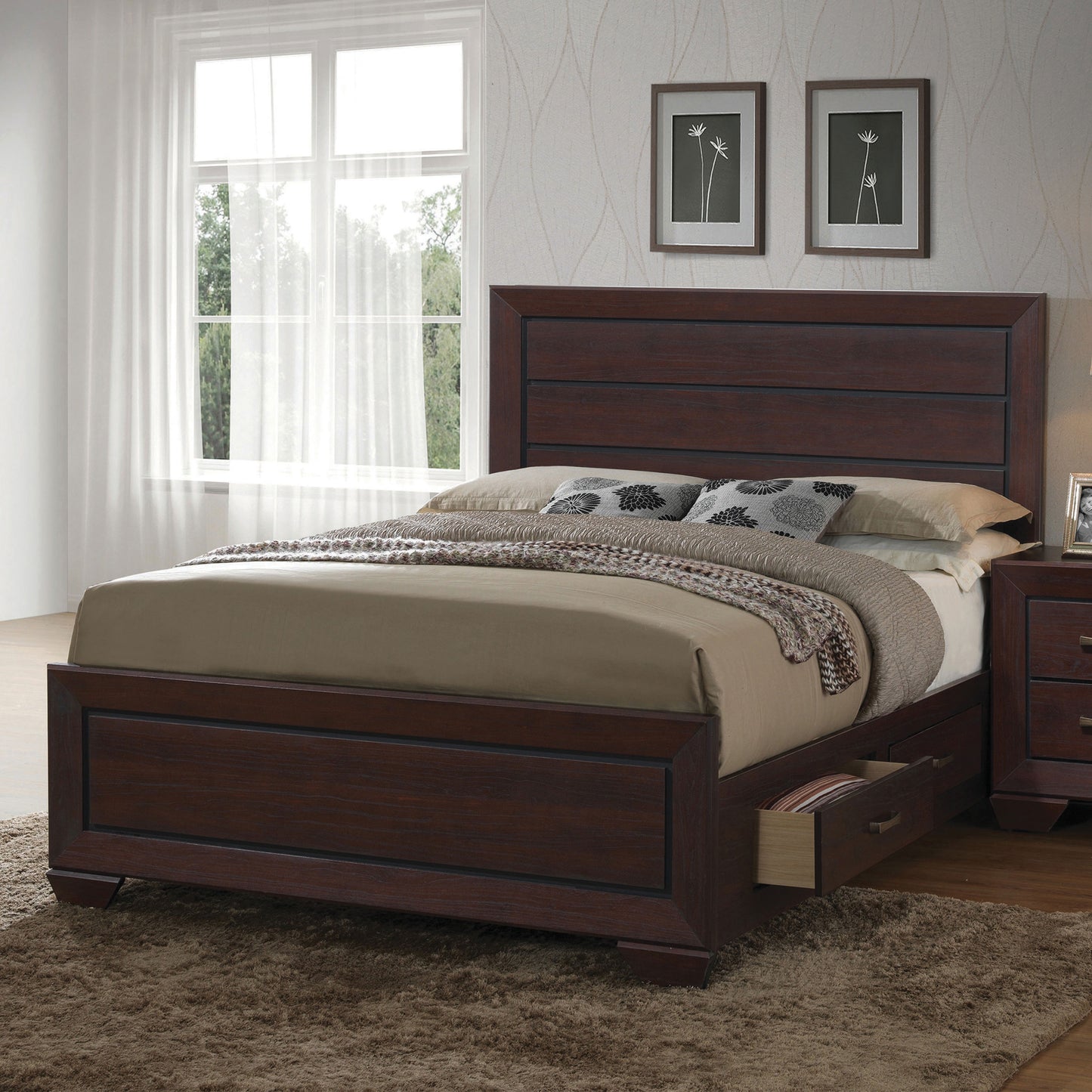 Kauffman Wood Queen Storage Panel Bed Dark Cocoa