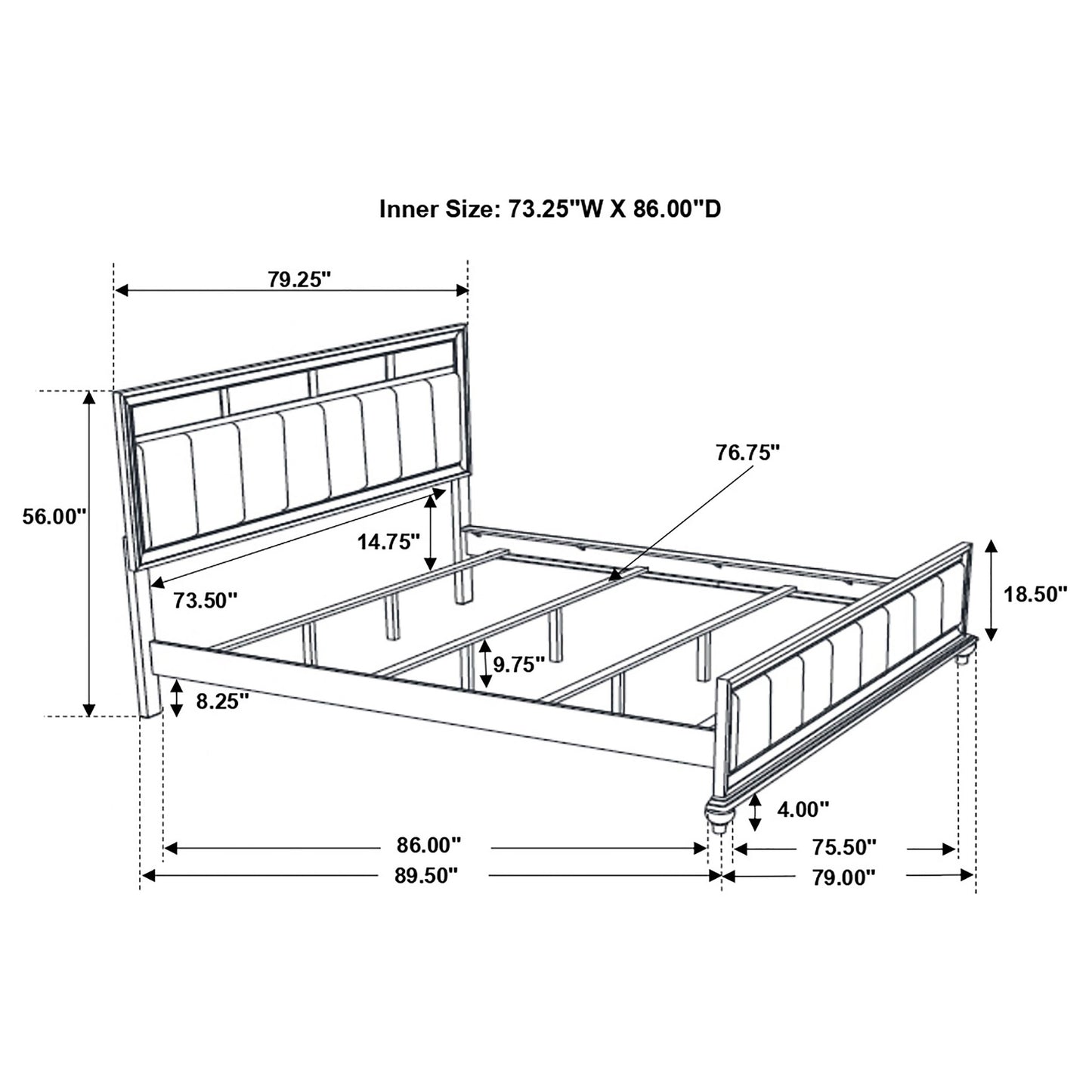 Barzini Wood California King Panel Bed White