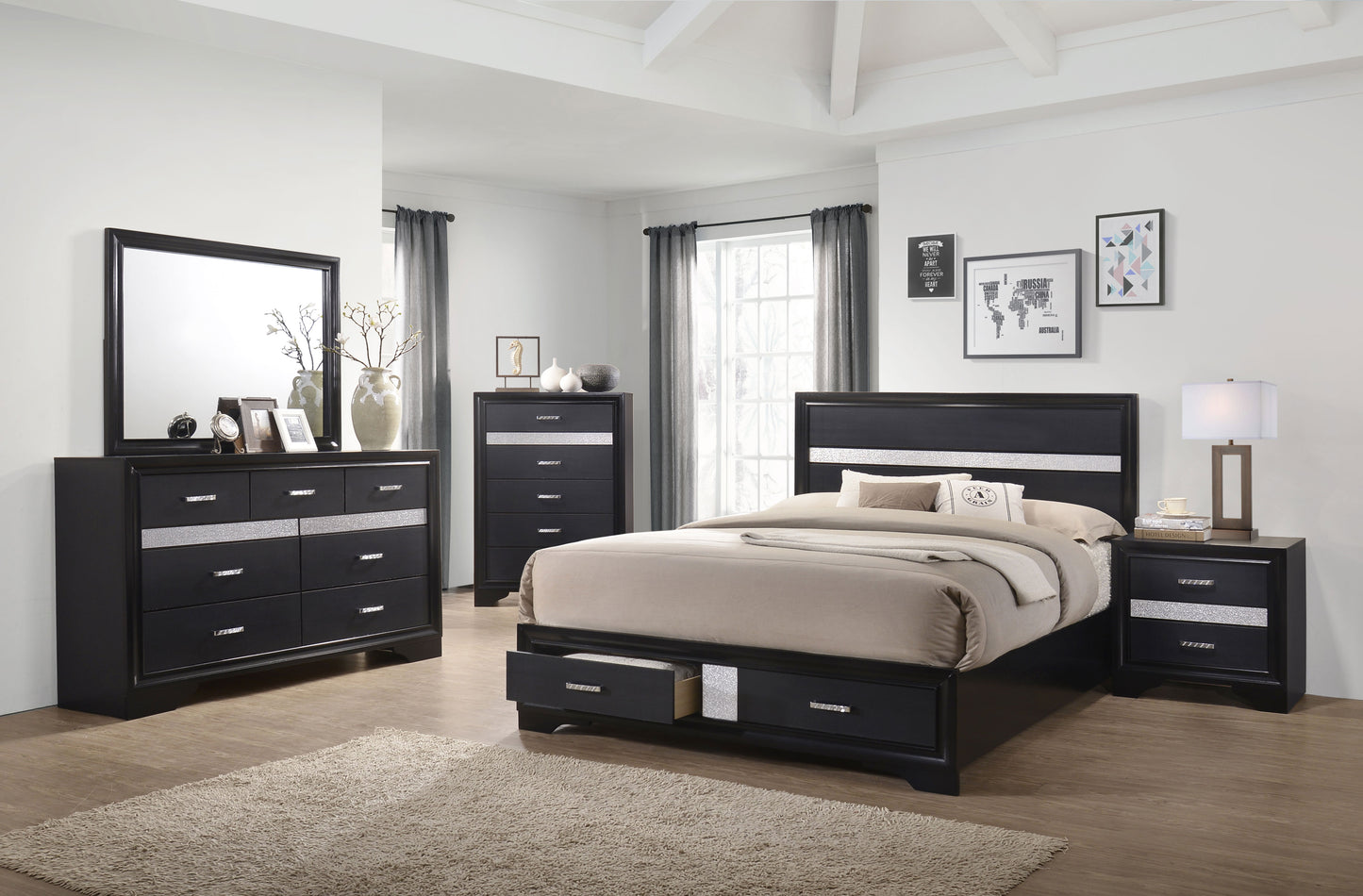 Miranda 4-piece California King Bedroom Set Black