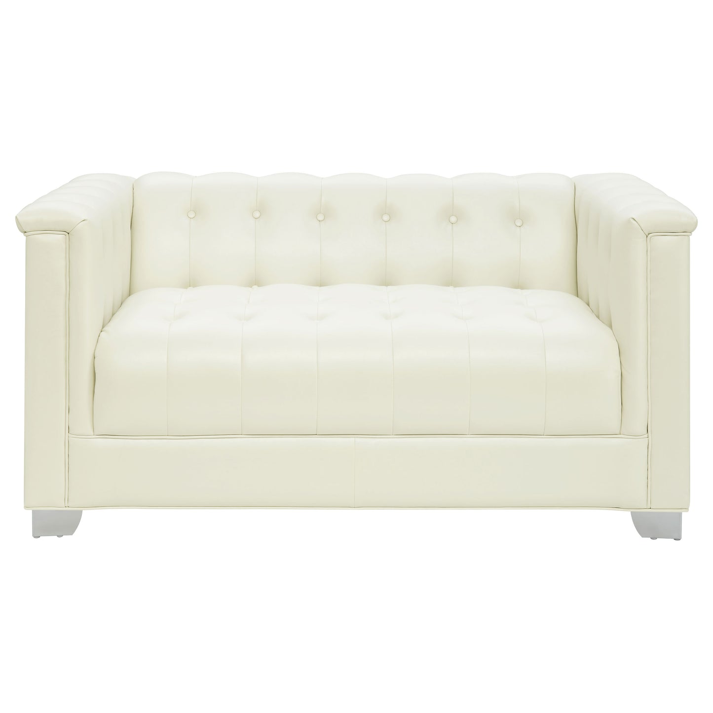 Chaviano 2-piece Upholstered Track Arm Sofa Set Pearl White