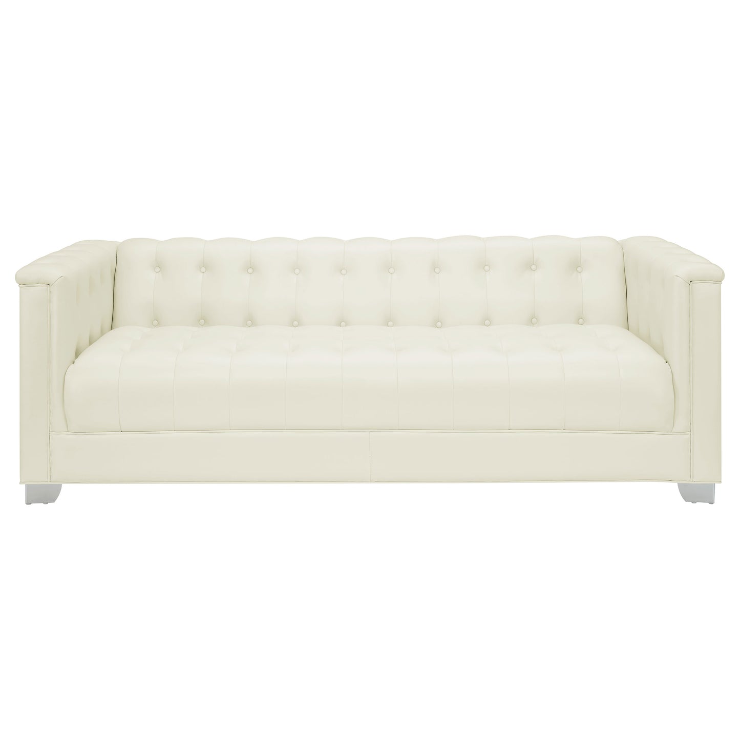 Chaviano 3-piece Upholstered Track Arm Sofa Set Pearl White