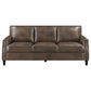 Leaton 2-piece Upholstered Recessed Arm Sofa Set Brown Sugar