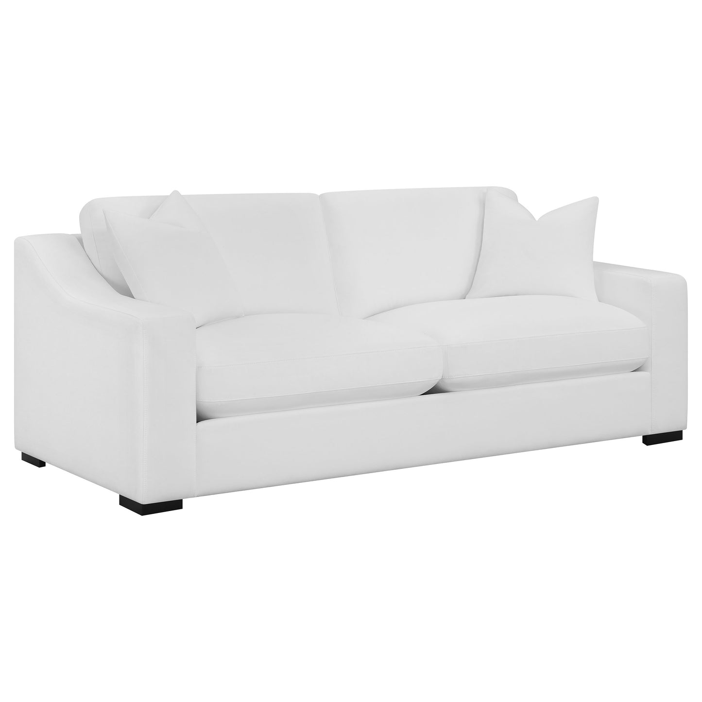 Ashlyn 2-piece Upholstered Sloped Arm Sofa Set White