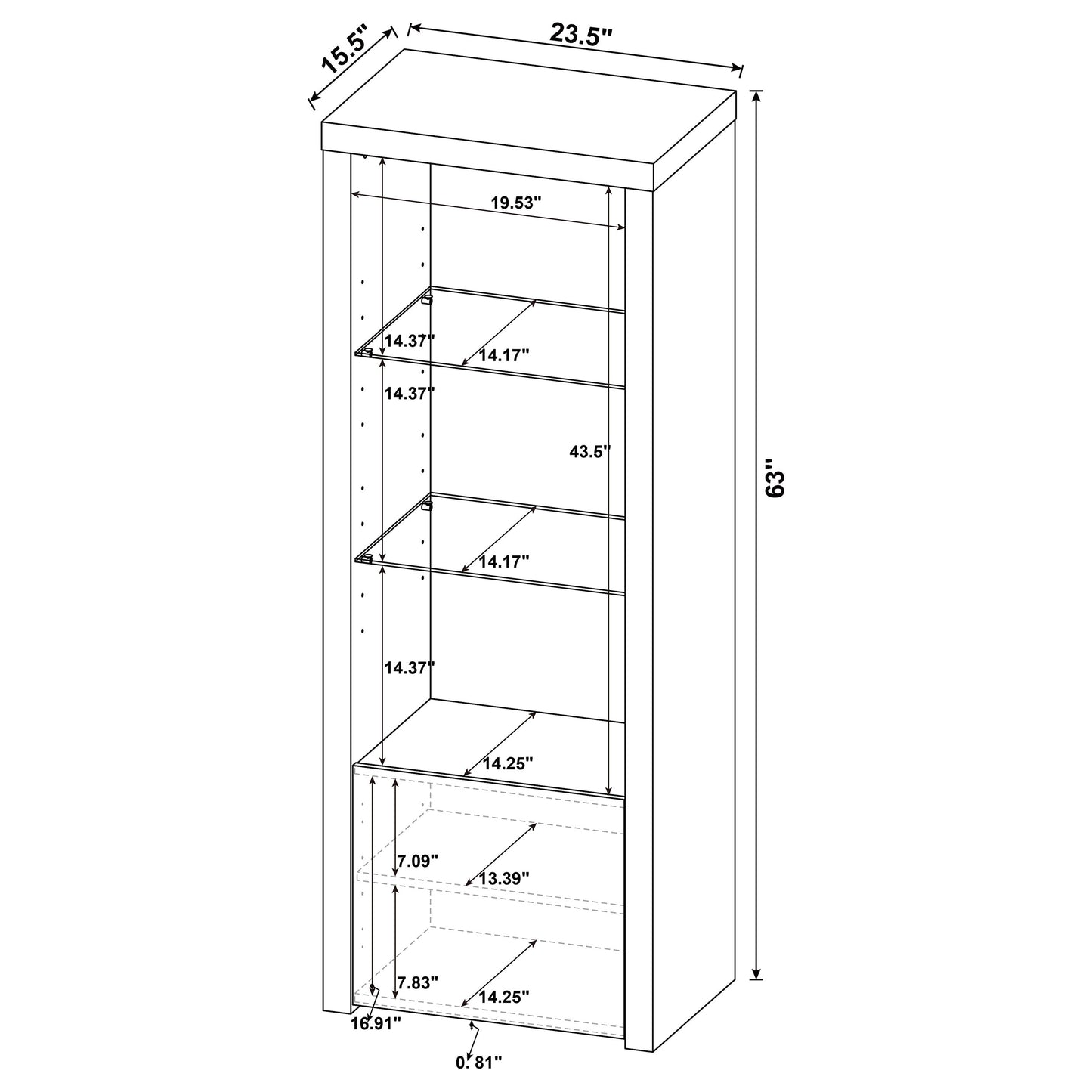 Jude 3-shelf Engineered Wood Media Tower High Gloss White