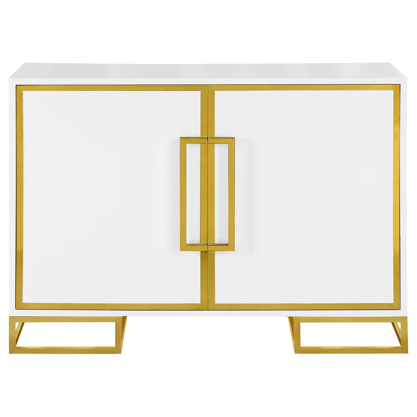 Elsa 2-door Wood Storage Accent Cabinet White and Gold