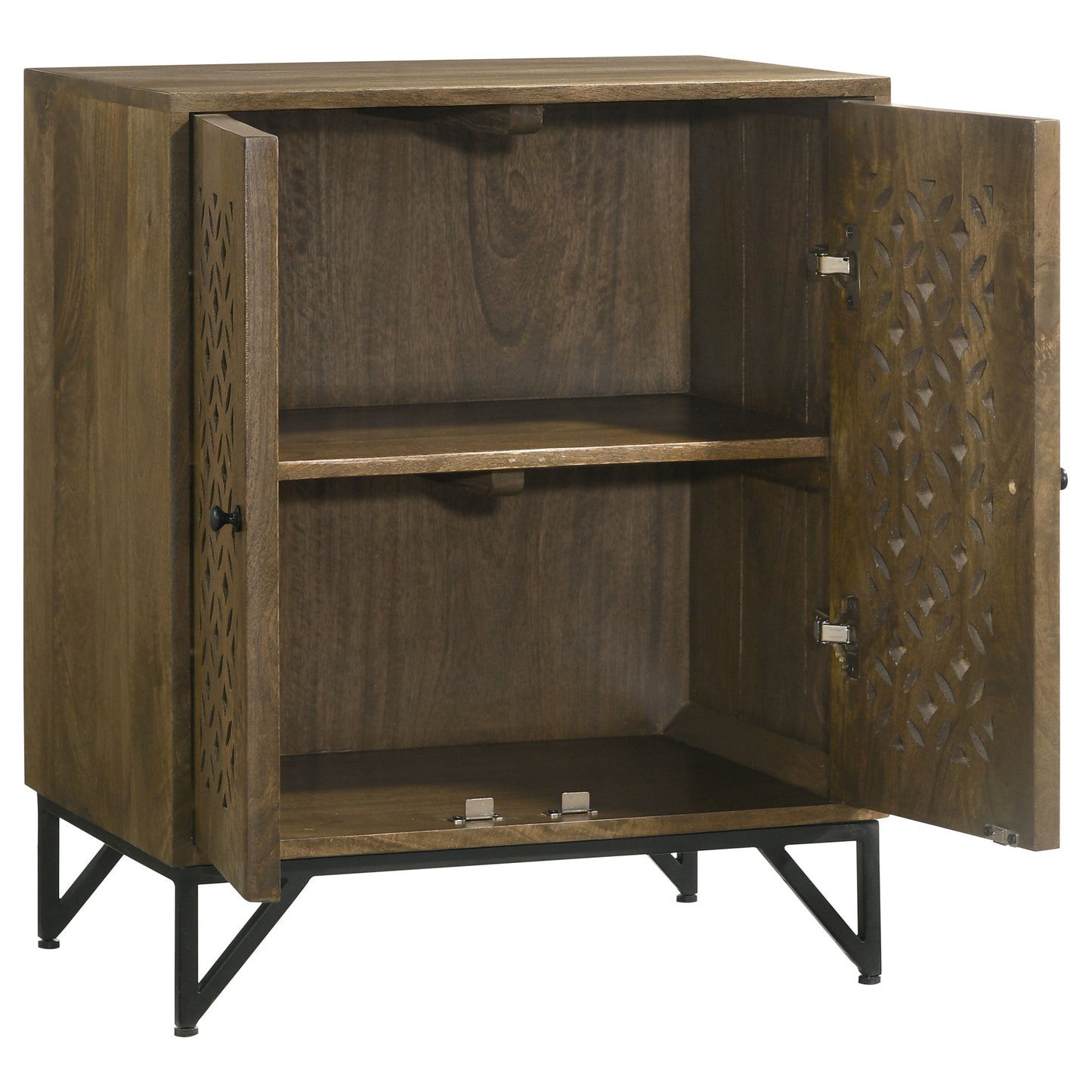Zaria 2-door Wood Trellis Accent Storage Cabinet Brown