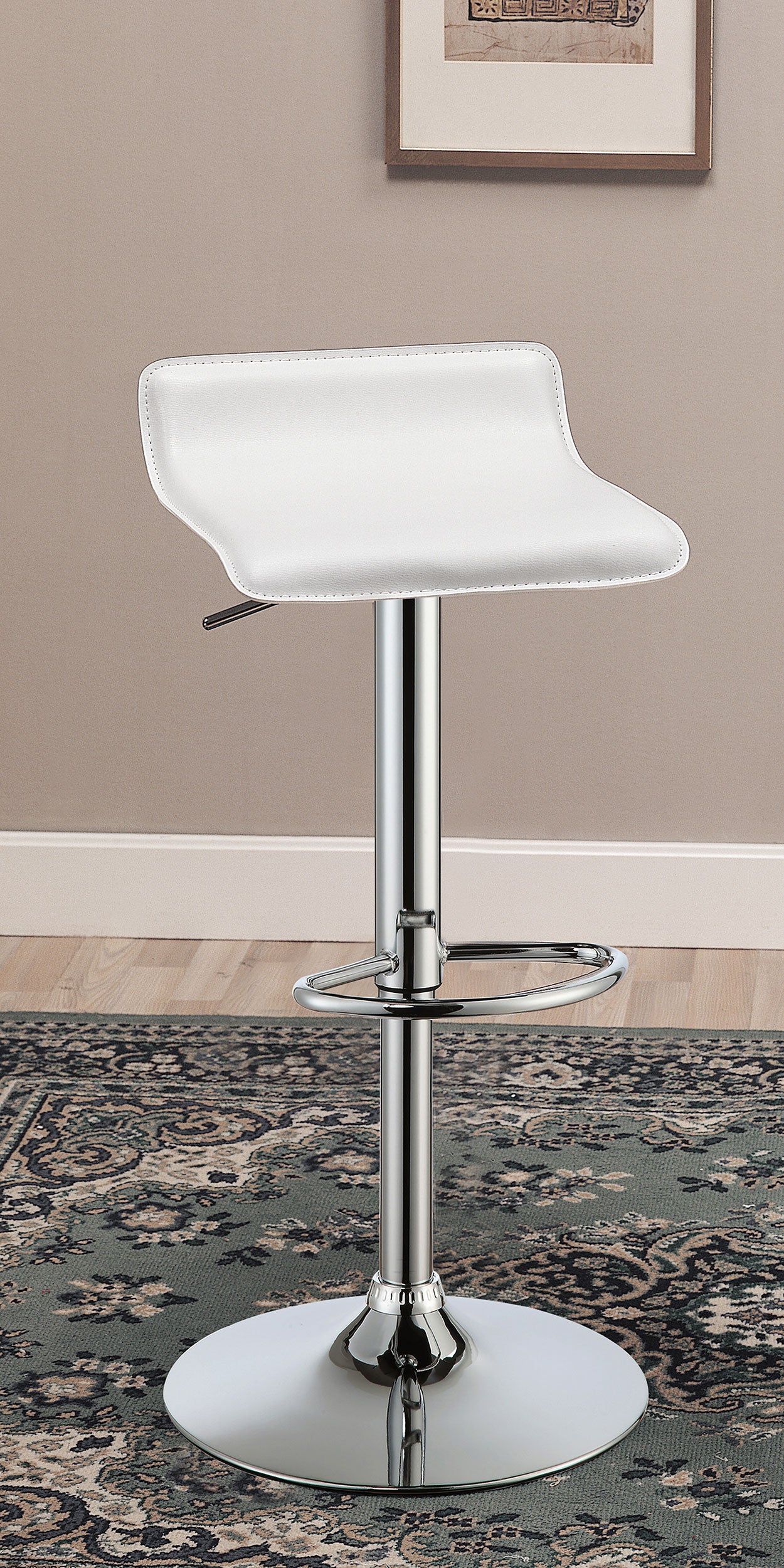 Bidwell Upholstered Adjustable Bar Stool White (Set of 2)