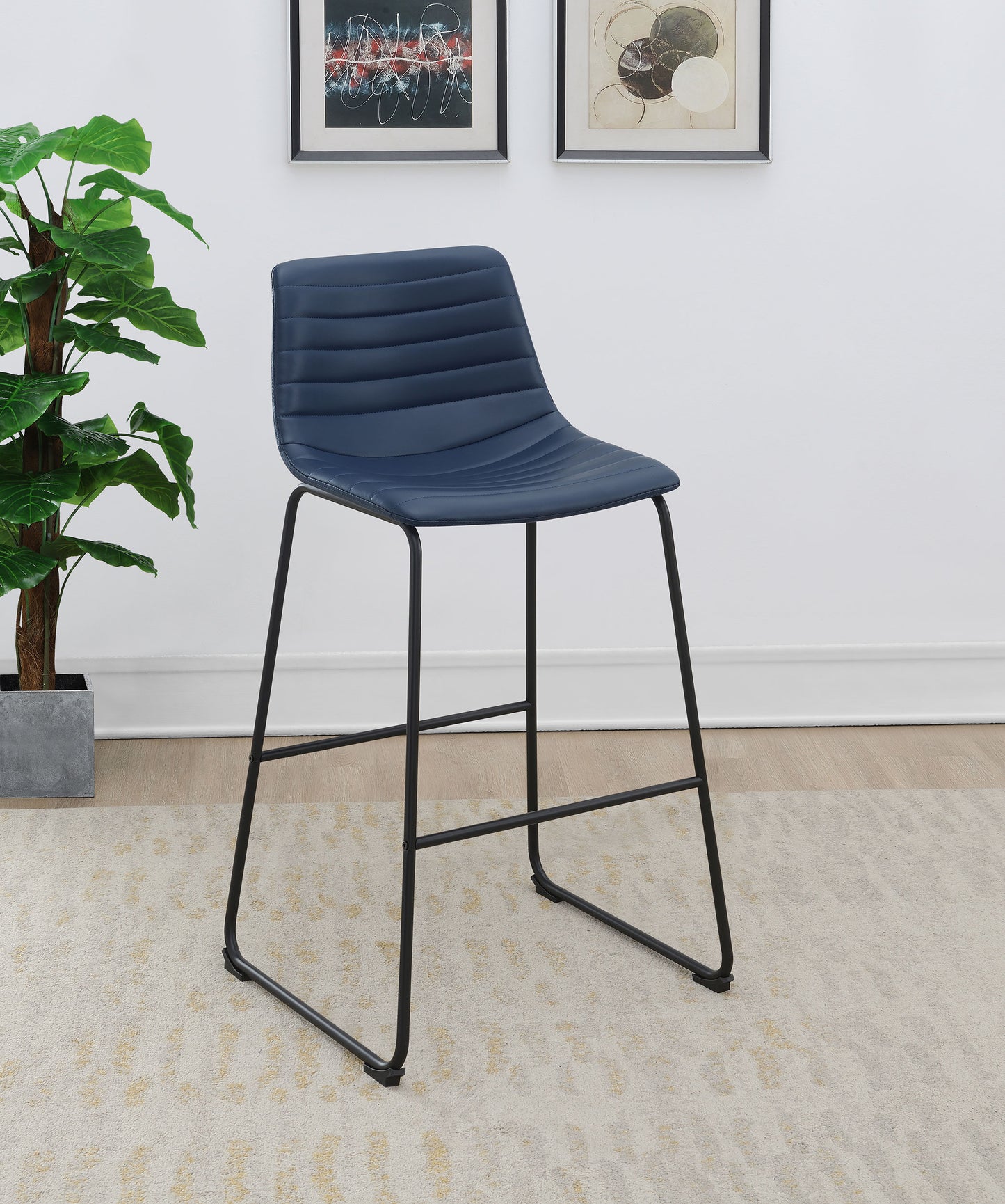 Zuni Faux Leather Upholstered Bar Chair Blue (Set of 2)