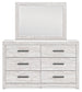 Cayboni Full Panel Bed with Mirrored Dresser, Chest and 2 Nightstands