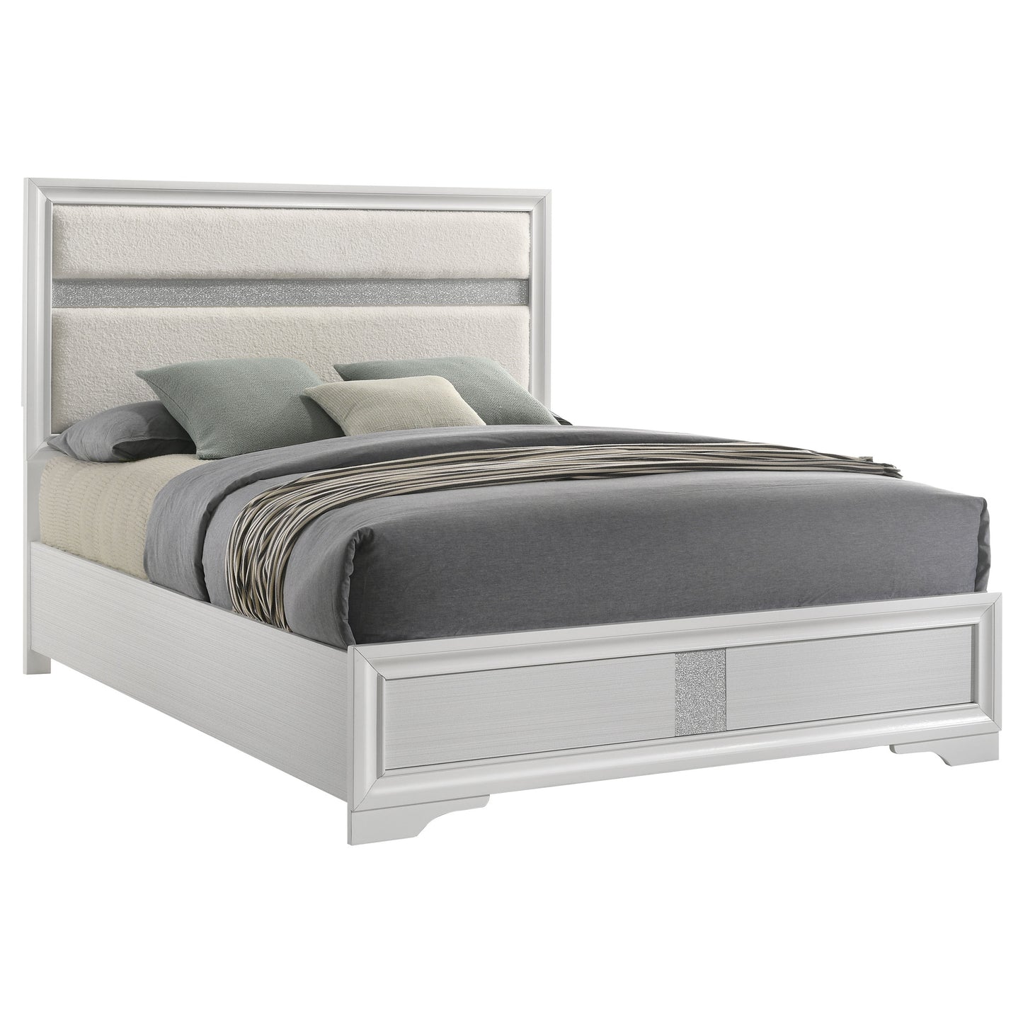 Miranda 55-inch Upholstered Queen Panel Bed White