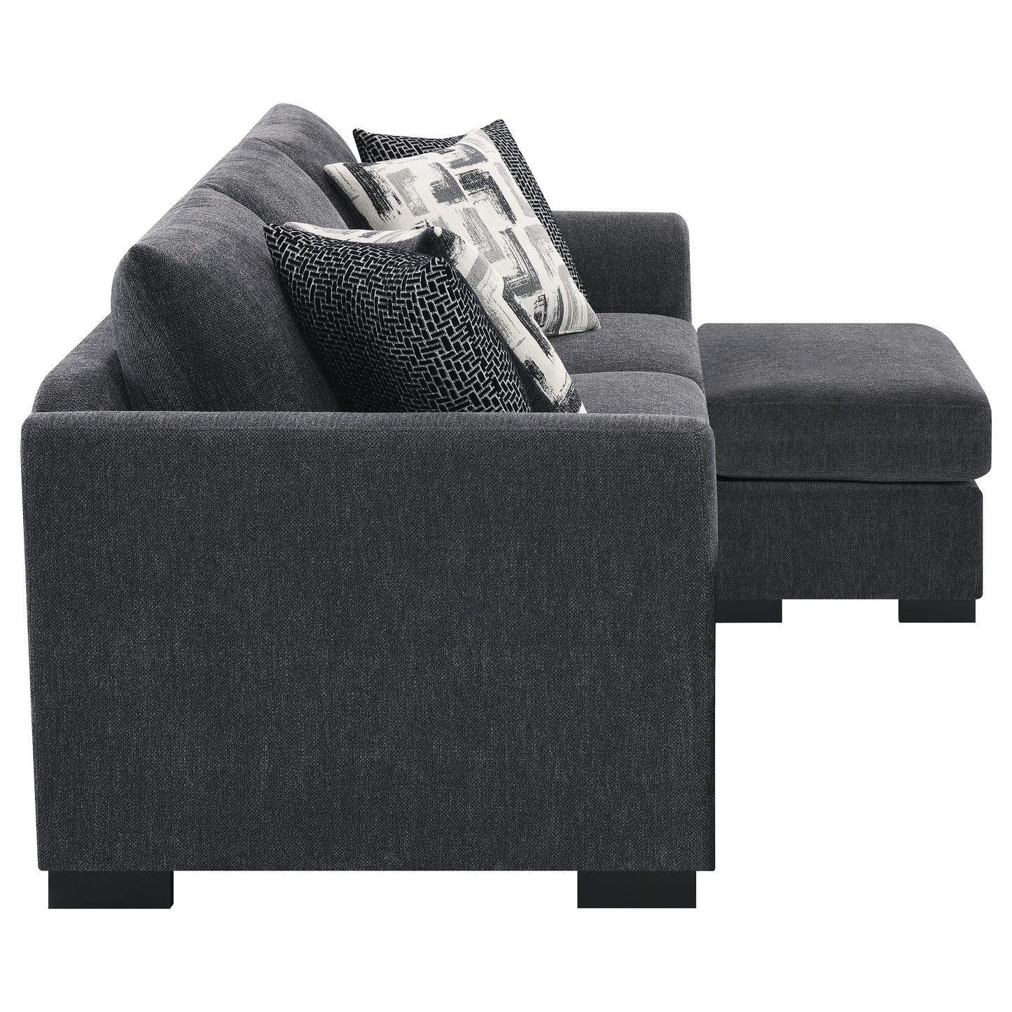 Storey Upholstered Sleeper Sectional Chaise Sofa Dark Grey