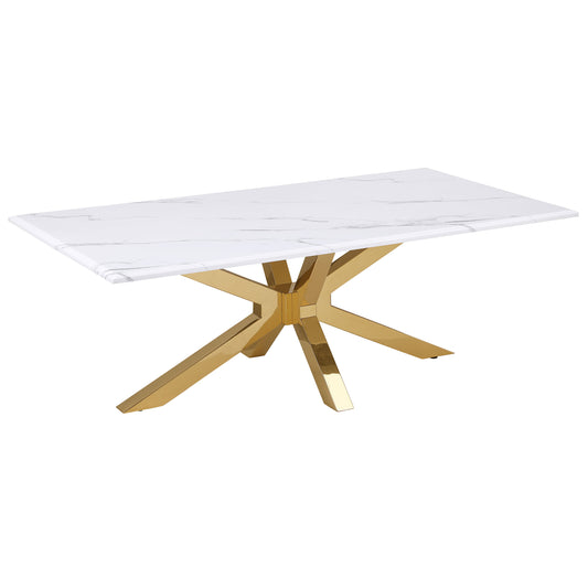 Visalia Faux Marble Top Stainless Steel Coffee Table Gold