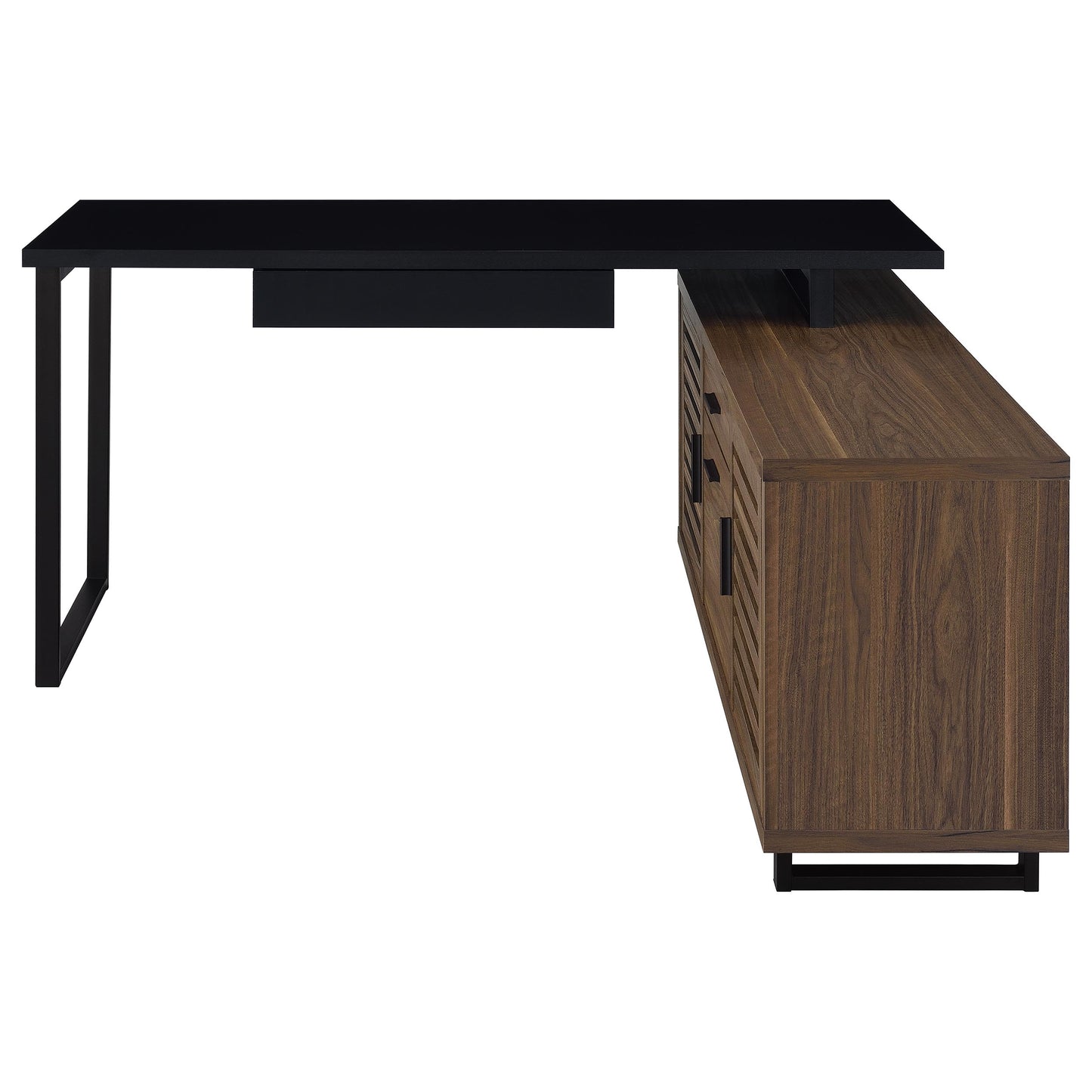 Maddox 60-inch L-Shape Office Computer Desk Black and Walnut