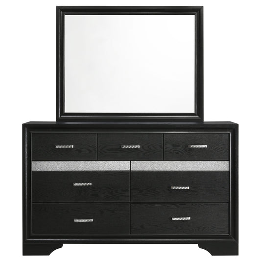 Miranda 7-drawer Dresser with Mirror Black