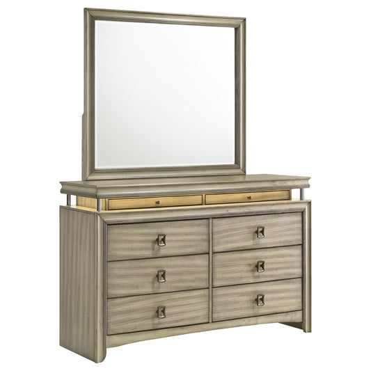 Giselle 8-drawer Dresser with Mirror Rustic Beige