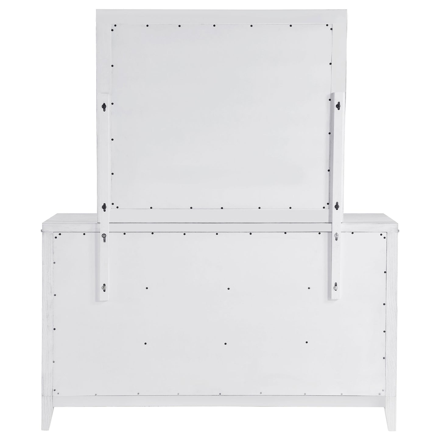 Marielle 6-drawer Dresser with Mirror Distressed White