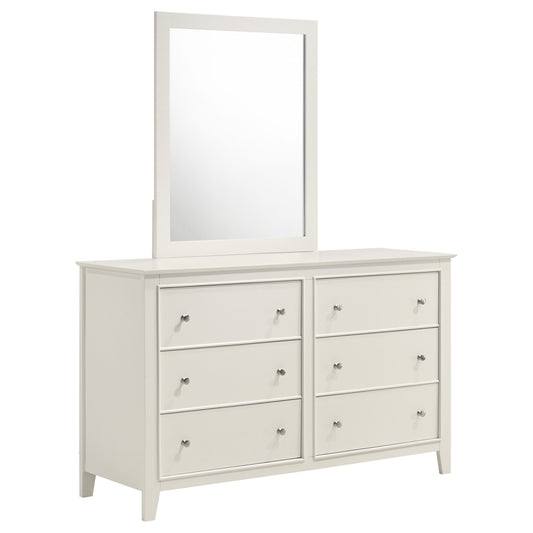 Selena 6-drawer Dresser with Mirror Cream White