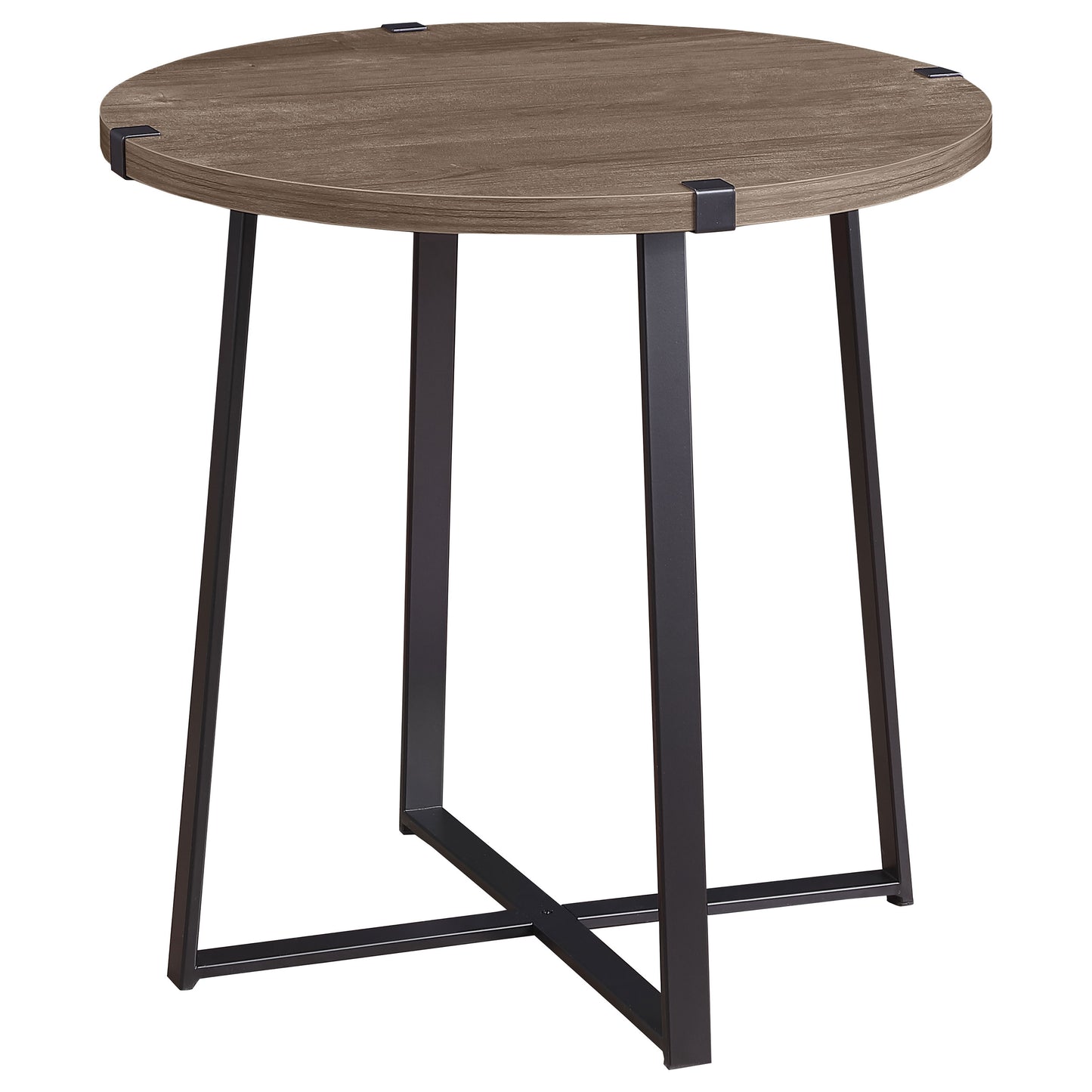 Marcus Round Engineered Wood Side End Table Light Brown