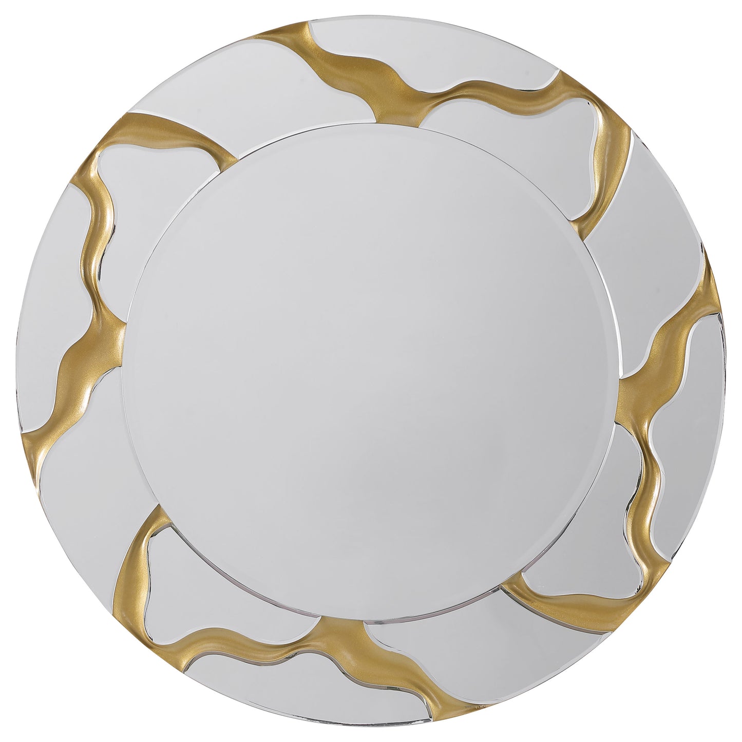 Dorinda 36 x 36 Inch Round Kintsugi Style Wall Mirror Gold