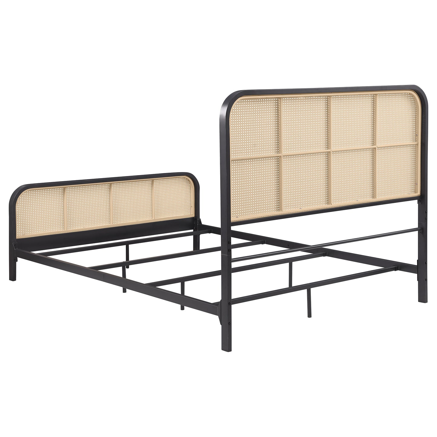 Lanewood Open Cane Webbing Metal Queen Bed Black