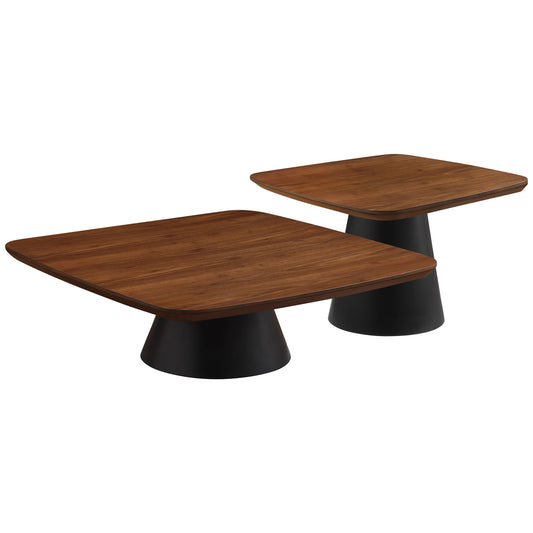 Eason 2-piece Coffee Table Set Walnut and Black