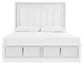 Chalanna Queen Upholstered Storage Bed with Mirrored Dresser