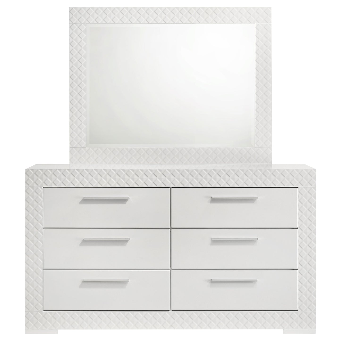 Ives 6-drawer Dresser and Mirror White High Gloss