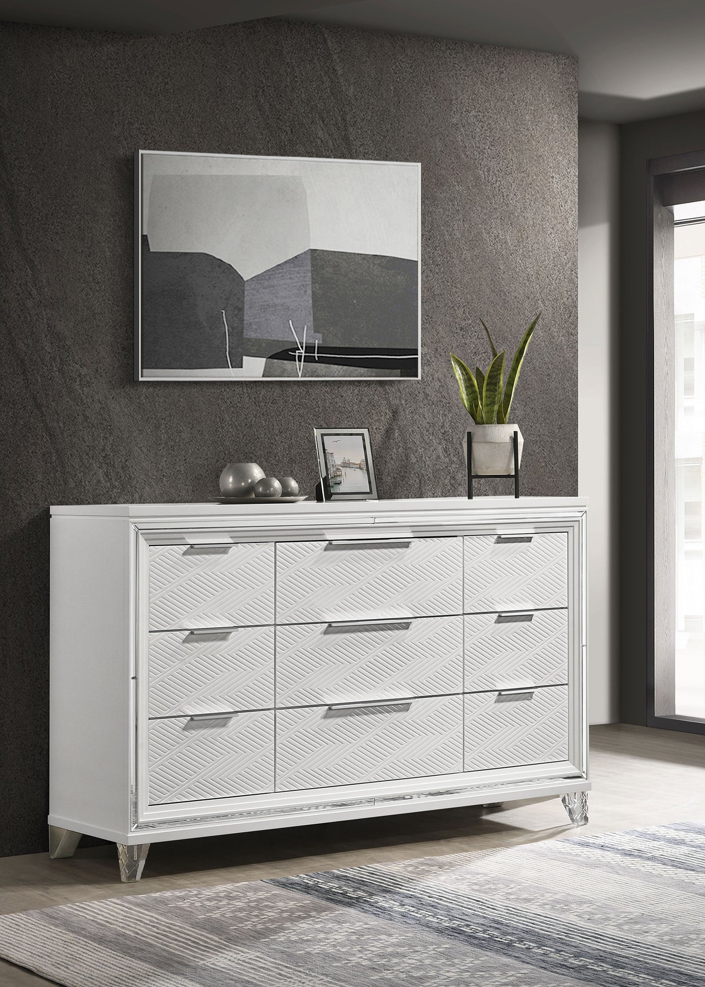 Marmore 9-drawer Dresser Cabinet White