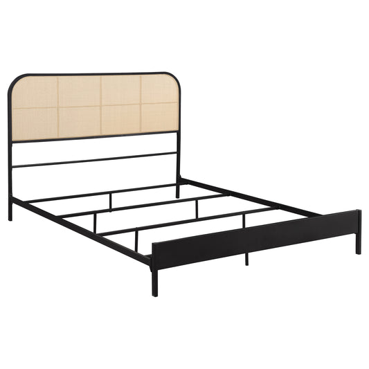 Amherst Radio Weave Rattan Metal Eastern King Bed Black