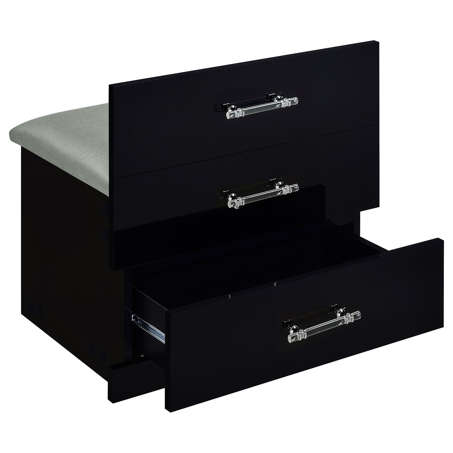 Danbury 3-drawer Makeup Vanity & Stool Set Black High Gloss