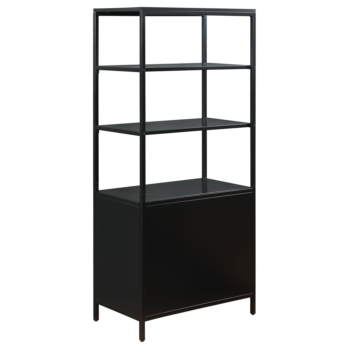 Amherst 3-shelf Radio Weave Cane Metal Accent Cabinet Black