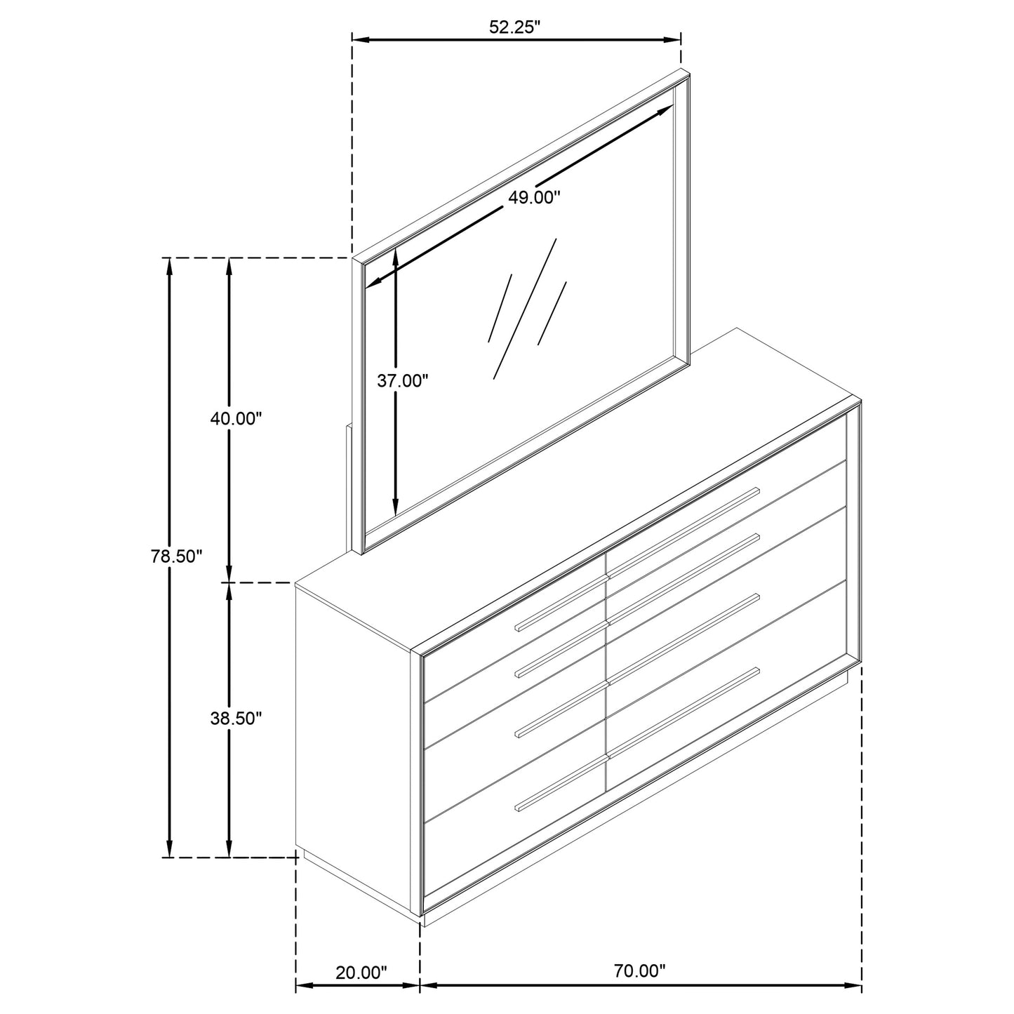 Durango 8-drawer Dresser and Mirror Taupe Oak