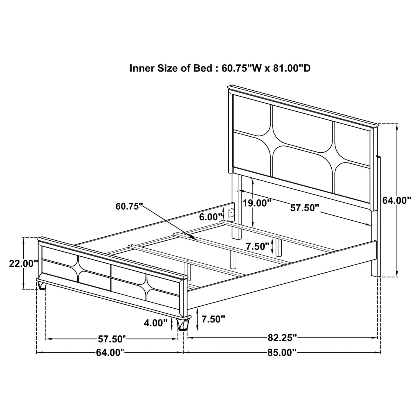 Olivia Queen Panel Bed LED Headboard Pearl White