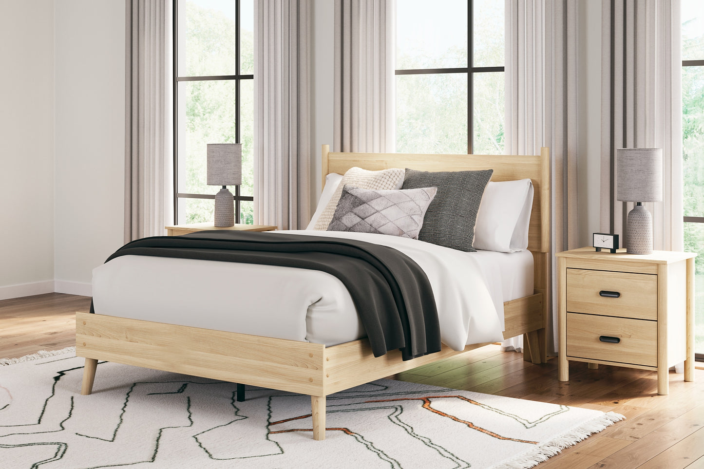 Cabinella Full Platform Panel Bed with Dresser and Nightstand