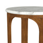 Berkeley Round Marble Top Side Table White and Brown