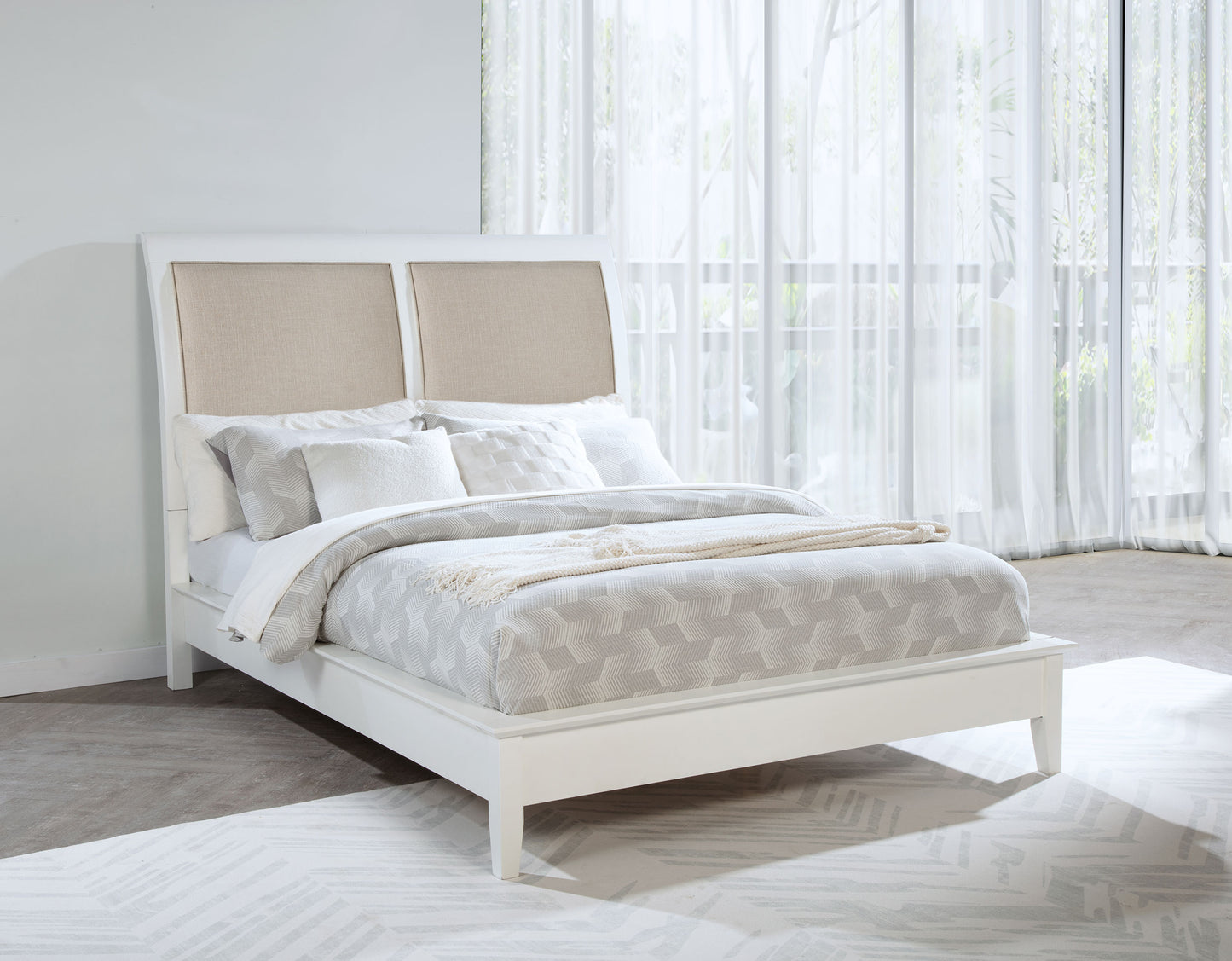 Bexhill 56-inch Upholstered Eastern King Panel Bed White