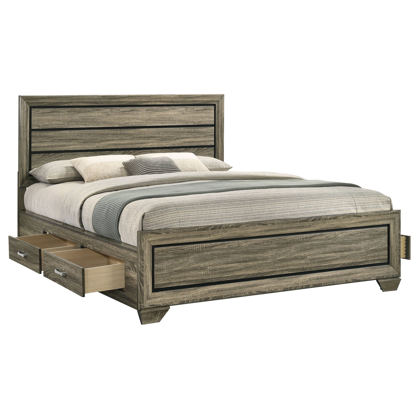 Kauffman Wood California King Storage Panel Bed Washed Taupe