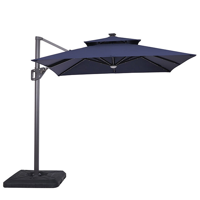 Xico - 8 Ft Square Umbrella w/ Double Top w/ LED Light + 37" Large Base