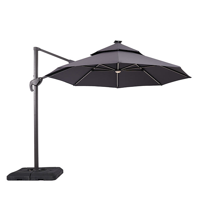 Xico - 8 Ft Square Umbrella w/ Double Top w/ LED Light + 37" Large Base