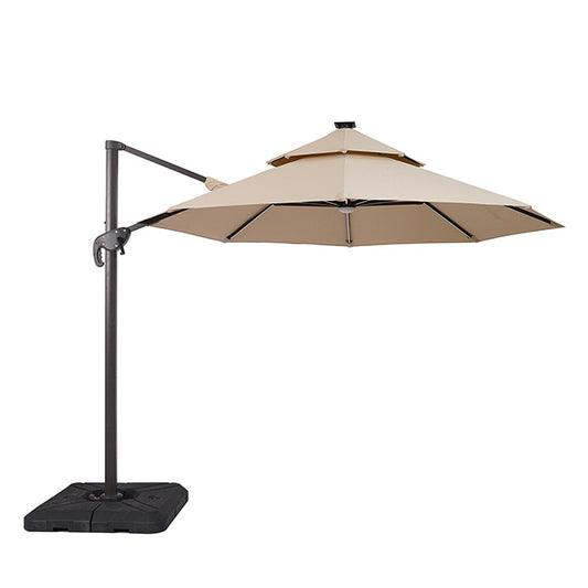 Fera - 10 Ft Round Umbrella w/ LED Bulb + 37" Large Base