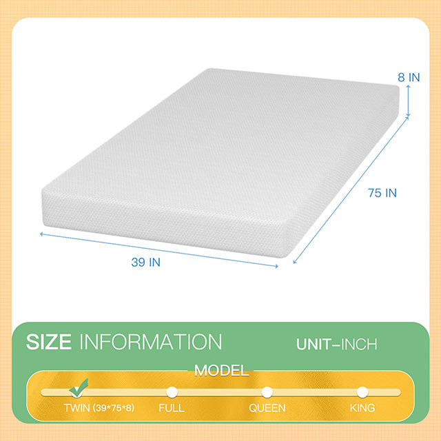 Forsythia - 8" Twin Green Tea Gel Memory Foam