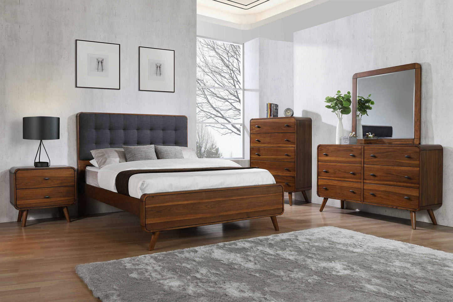 Robyn Wood California King Panel Bed Dark Walnut