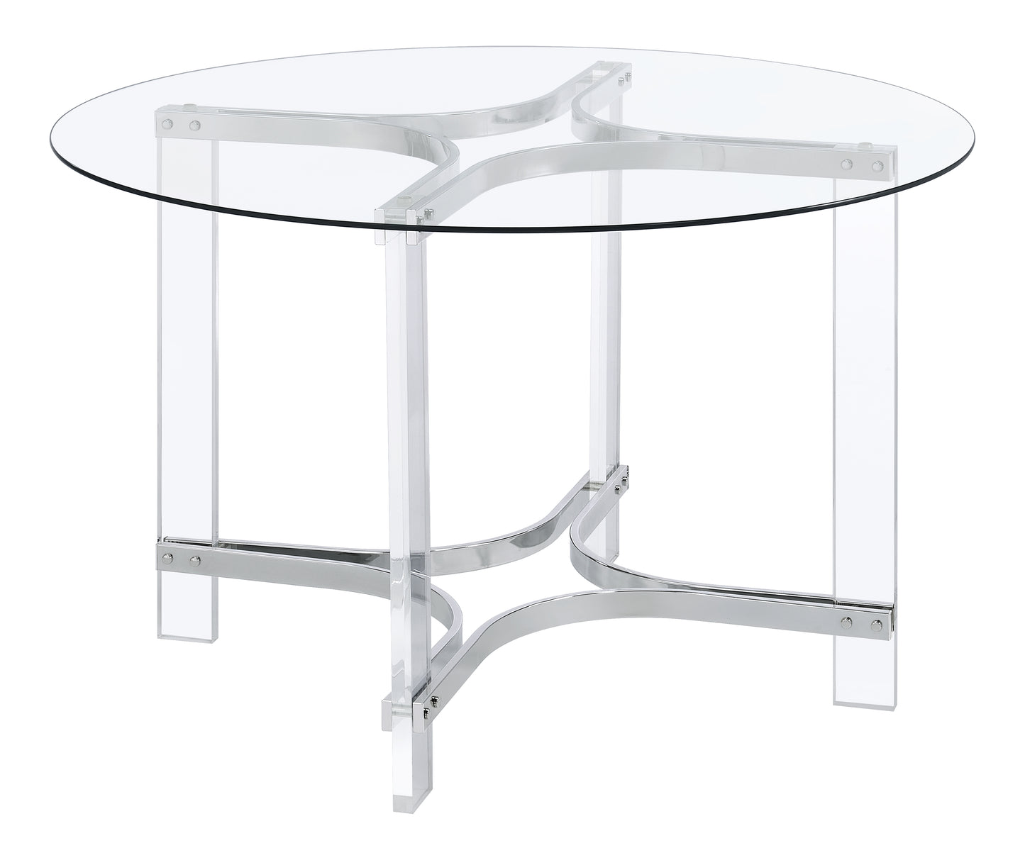 Keeling 5-piece Round Glass Top Acrylic Dining Set Chrome